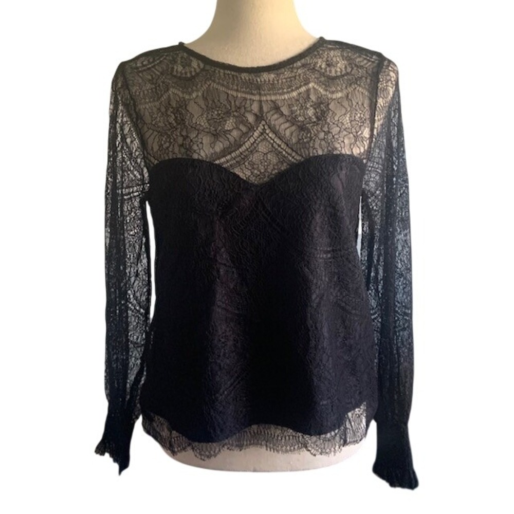 Cupcakes & Cashmere XS NWOT Black Lace Corset Top Victorian Gothic Romantic